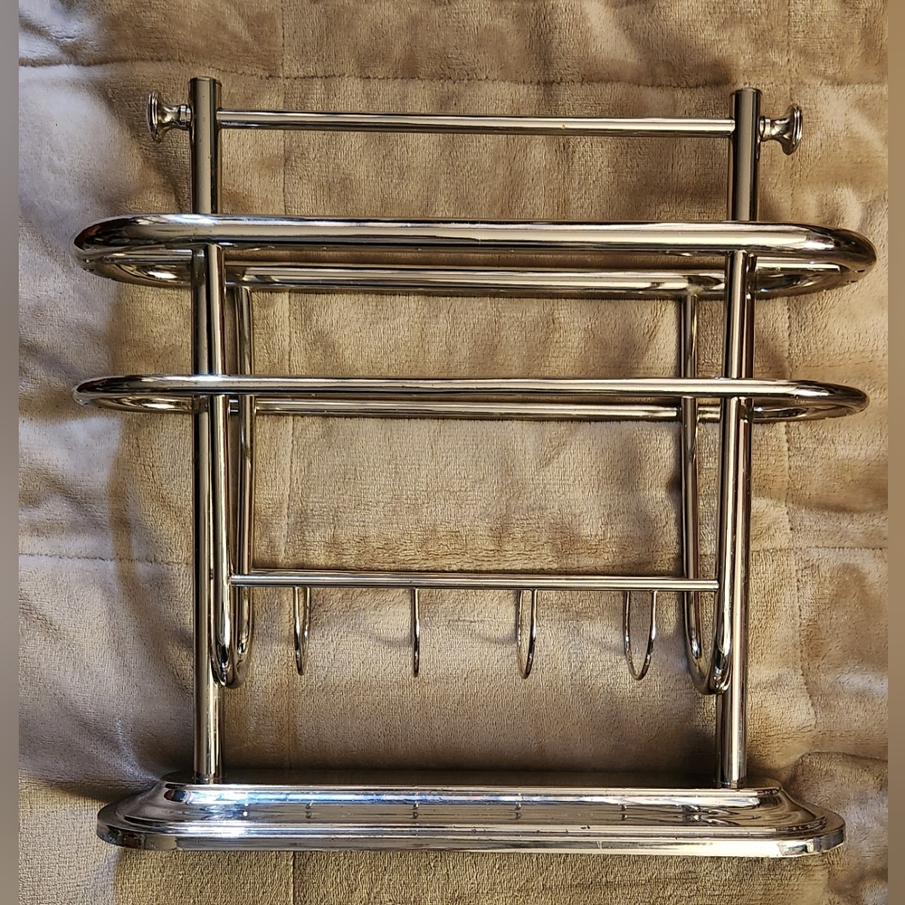 Pottery Barn MERCER Beautiful Polished Nickel Floor Book/Magazine Rack